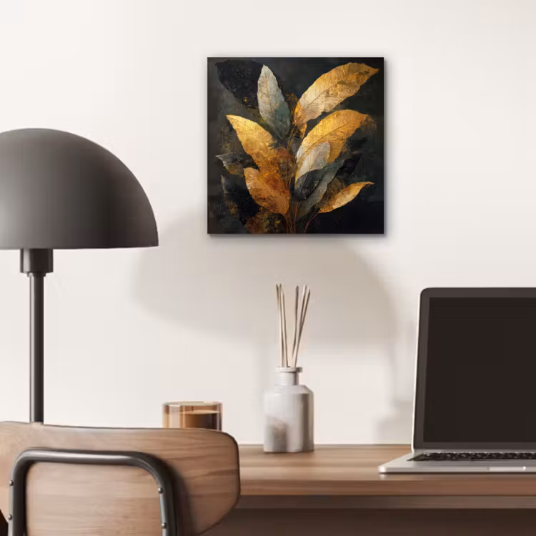 Gouden Bladcompositie – Botanische Luxe aluminium wit klein -sfeer5