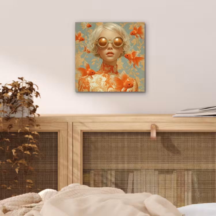 Goudvissen - Oranje - Vrouw - Blond aluminium wit klein -sfeer3