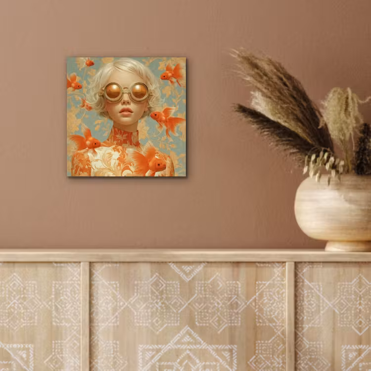 Goudvissen - Oranje - Vrouw - Blond aluminium wit klein -sfeer4