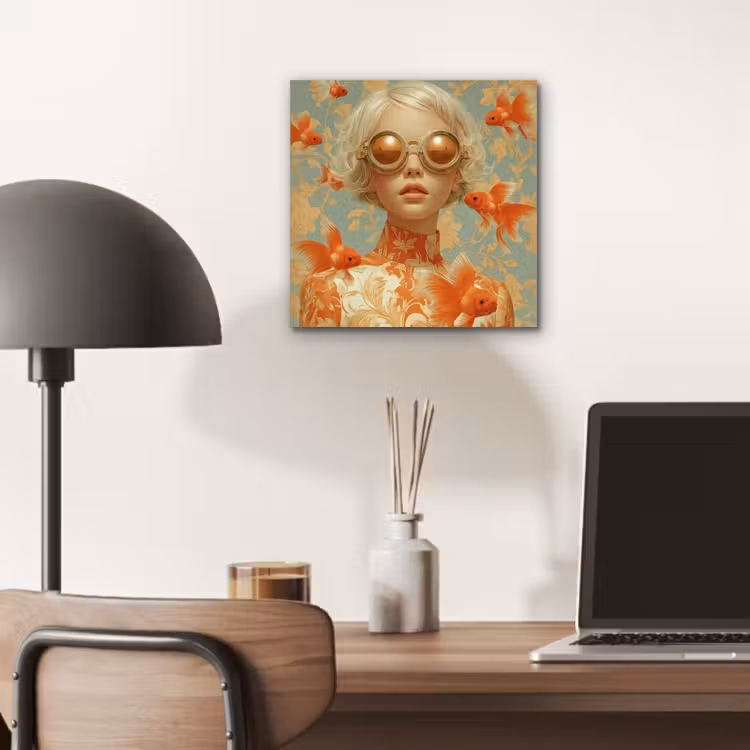 Goudvissen - Oranje - Vrouw - Blond aluminium wit klein -sfeer5