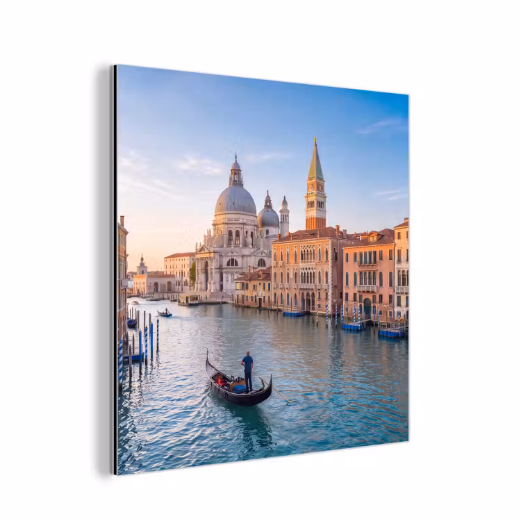 Gondel - Venetië - Kanaal - Stadsgezicht - Avondlicht aluminium wit klein -3d