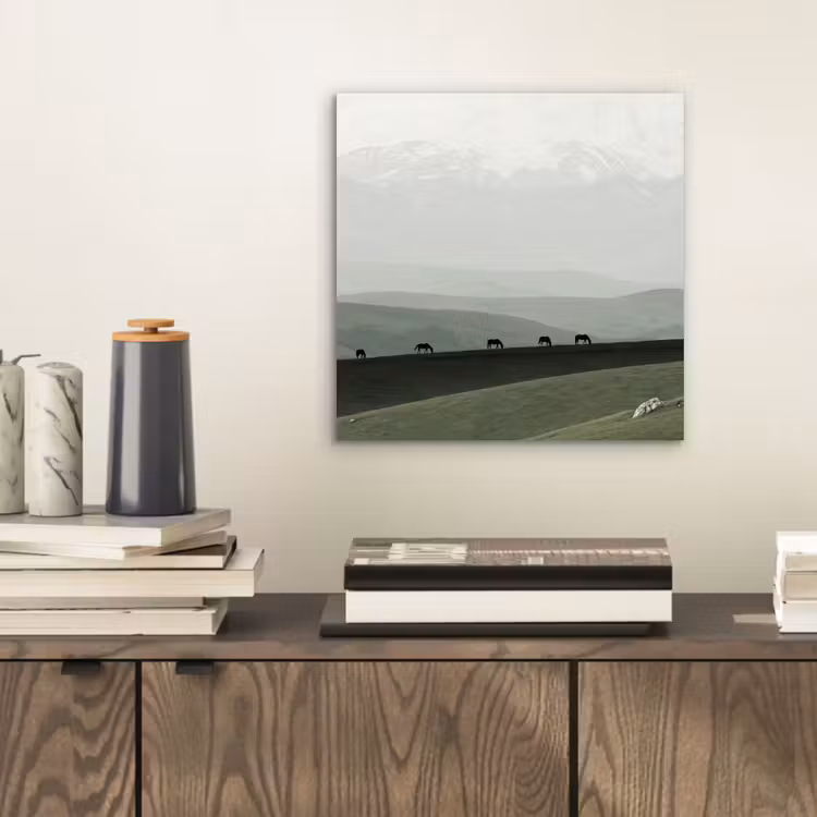 Grijs - Berg - Paarden aluminium wit klein -sfeer1