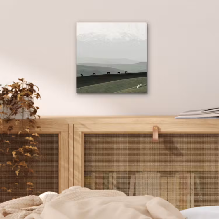 Grijs - Berg - Paarden aluminium wit klein -sfeer3