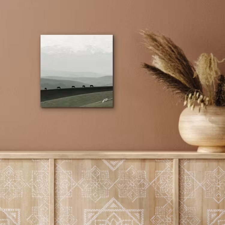 Grijs - Berg - Paarden aluminium wit klein -sfeer4