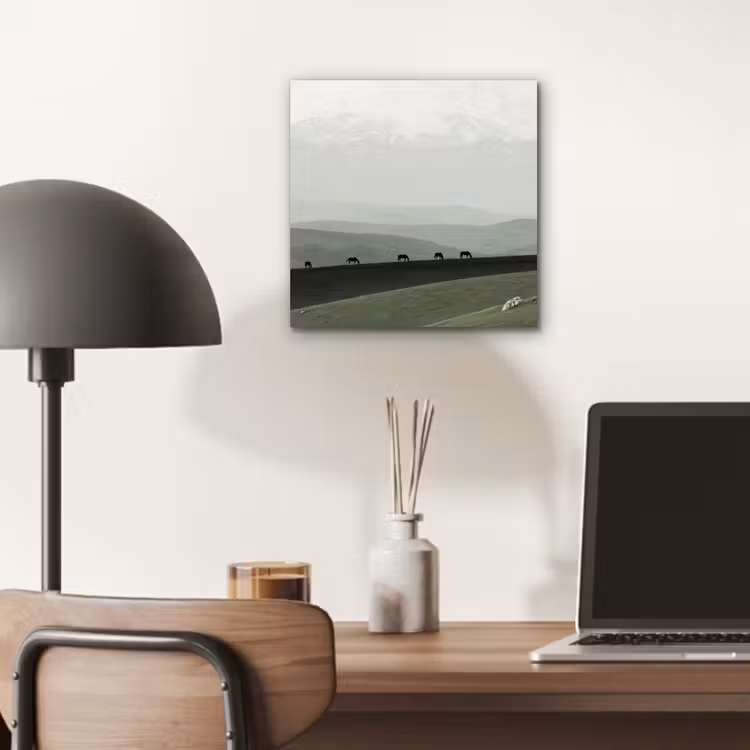 Grijs - Berg - Paarden aluminium wit klein -sfeer5