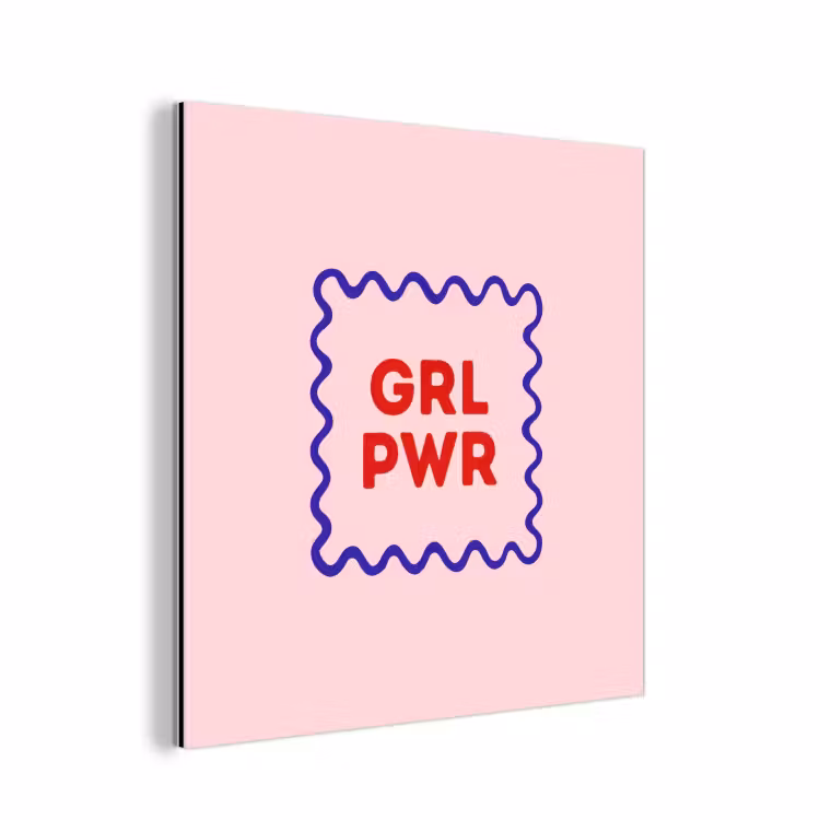 Grl pwr - Roze - Kader aluminium wit klein -3d