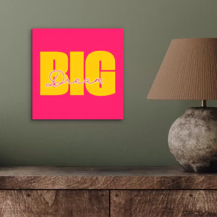 Dream big - Roze - Geel - Minimalistisch aluminium wit klein -sfeer2