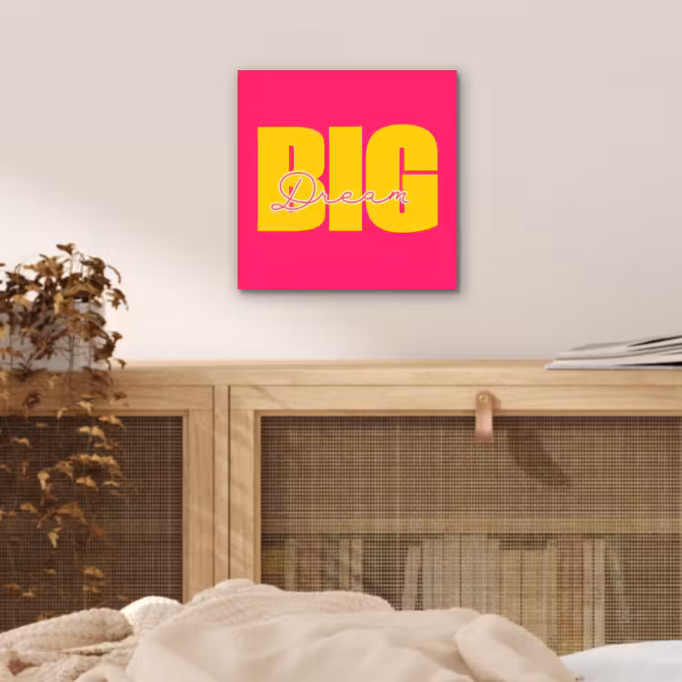 Dream big - Roze - Geel - Minimalistisch aluminium wit klein -sfeer3