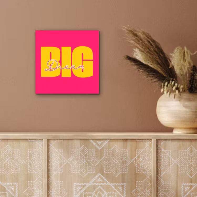 Dream big - Roze - Geel - Minimalistisch aluminium wit klein -sfeer4