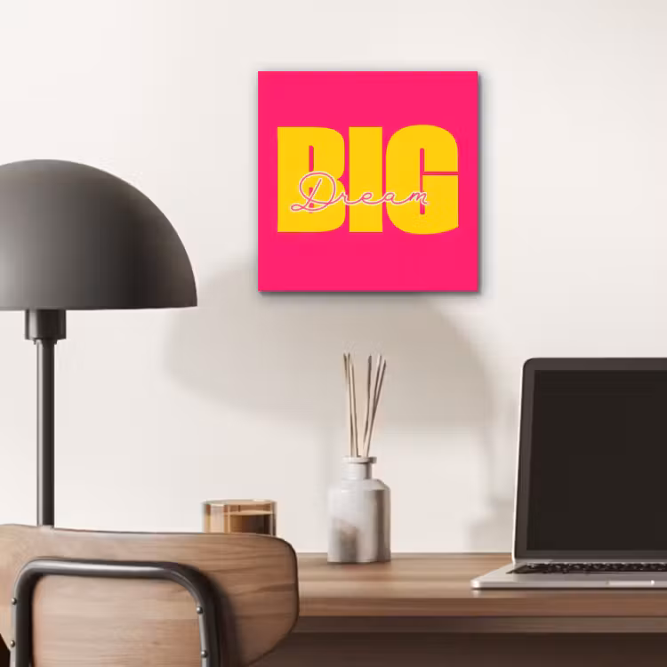 Dream big - Roze - Geel - Minimalistisch aluminium wit klein -sfeer5