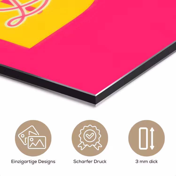 Dream big - Roze - Geel - Minimalistisch aluminium wit klein -closeup_DE
