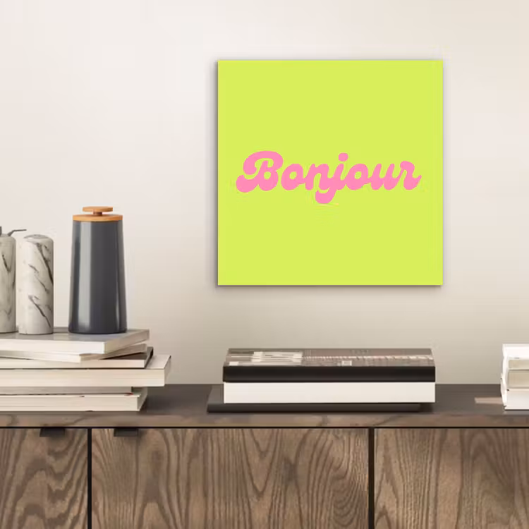 Groen - Roze bonjour - Retro aluminium wit klein -sfeer1