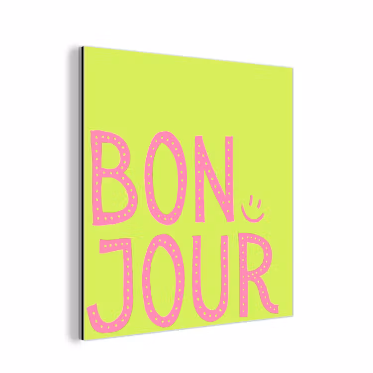 Groen - Smiley - Bonjour - Roze aluminium wit klein -3d