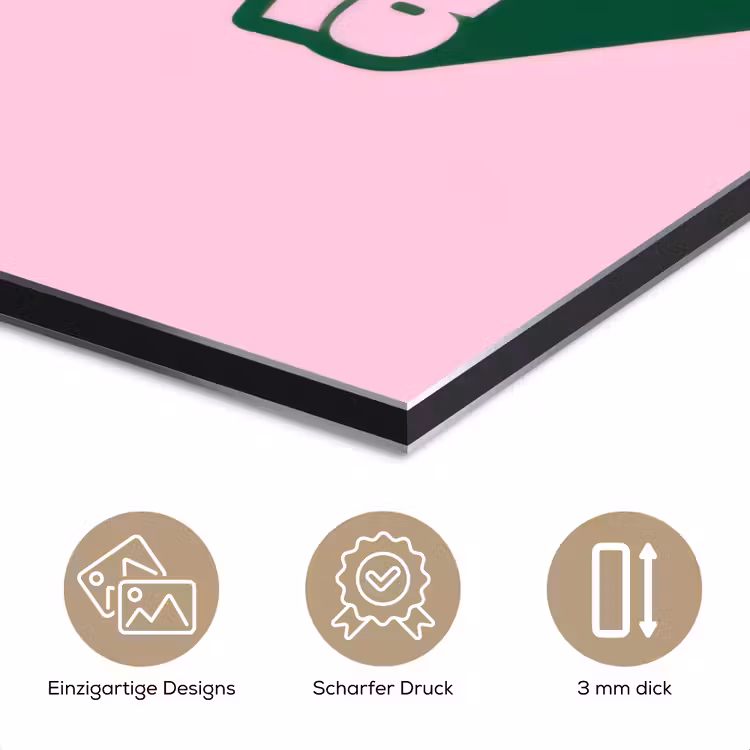 Groen - Teskt - This is art - Roze aluminium wit klein -closeup_DE