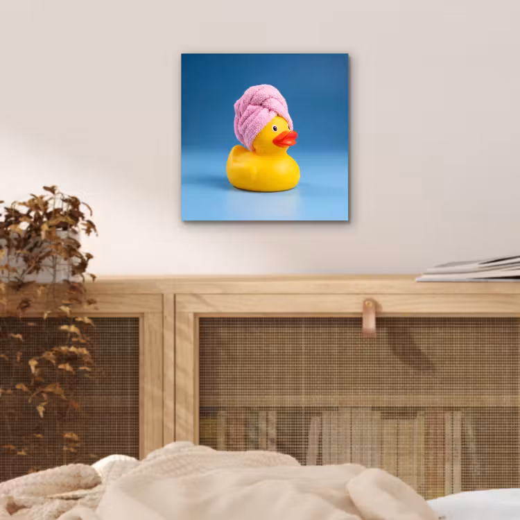 Badeend - Handdoek - Blauw aluminium wit klein -sfeer3