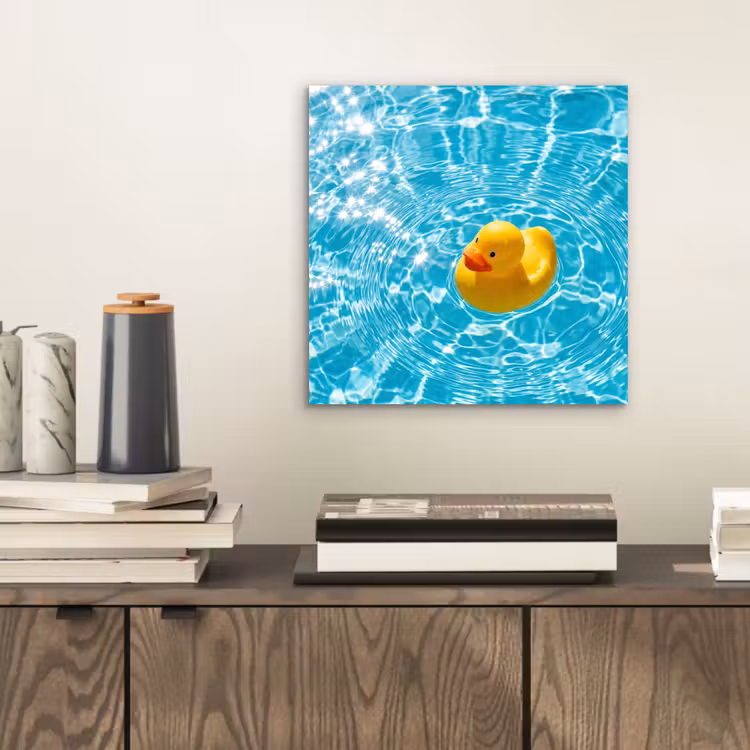 Badeend - Dobberen - Blauw aluminium wit klein -sfeer1