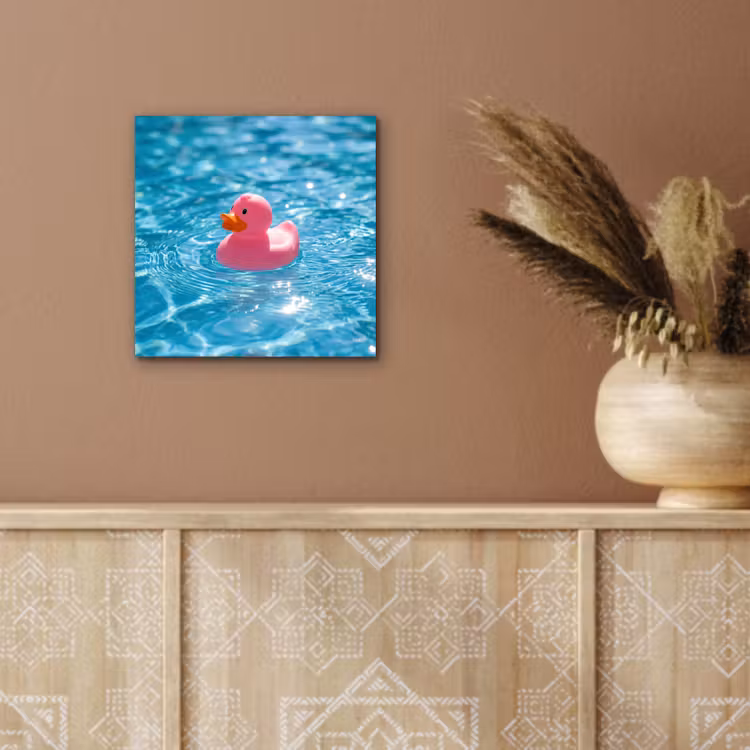 Badeend - Dobberend - Roze aluminium wit klein -sfeer4