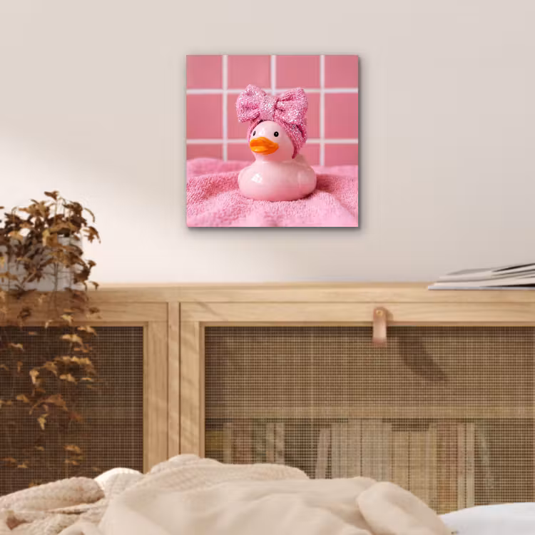 Badeend -Strik - Roze aluminium wit klein -sfeer3