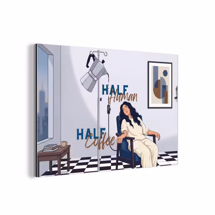 Half human, Half Coffee - Infuus - Koffie aluminium wit klein -3d