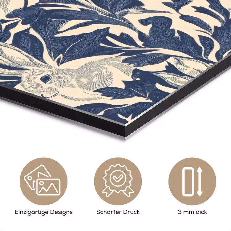 Hazen - Bladeren - Patroon - Blauw - Beige aluminium wit klein 46 -closeup_DE