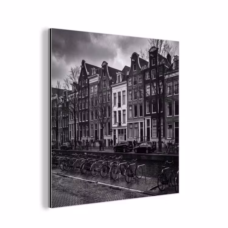 Huis - Gracht - Amsterdam - Architectuur - Zwart-wit aluminium wit klein -3d