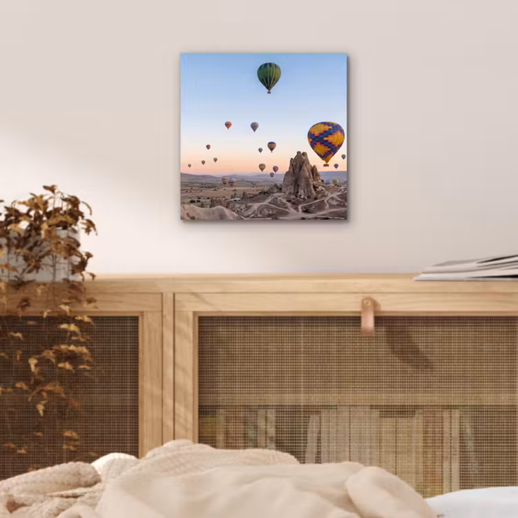 Luchtballonnen - Rotsen - Zonsopgang aluminium wit klein -sfeer3