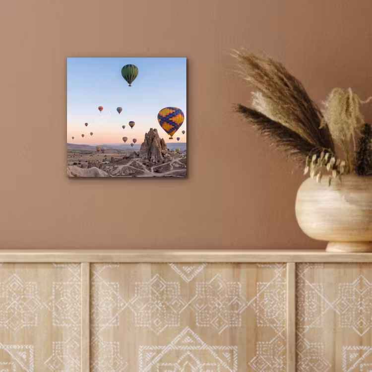 Luchtballonnen - Rotsen - Zonsopgang aluminium wit klein -sfeer4