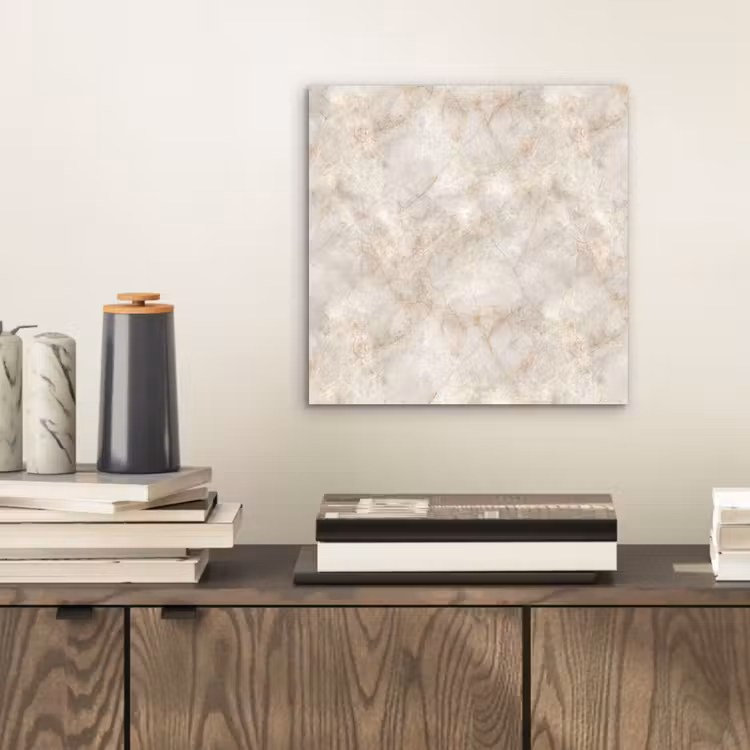 Lichtbeige - Goudbruine Nerven - Marmer aluminium wit klein 46 -sfeer1
