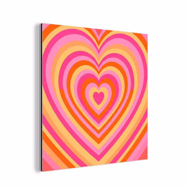 Hart - Concentrisch - Abstract - Liefde - Kleurrijk aluminium wit klein -3d