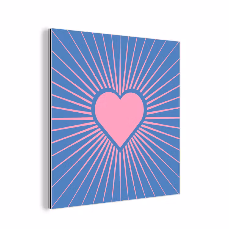 Hart - Stralen - Liefde - Modern - Roze aluminium wit klein -3d