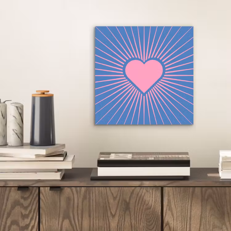 Hart - Stralen - Liefde - Modern - Roze aluminium wit klein -sfeer1