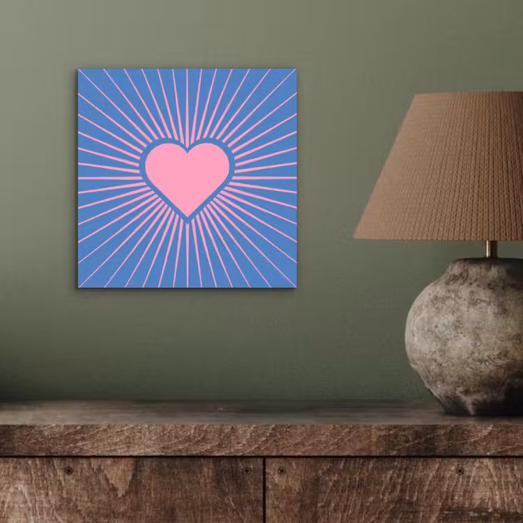 Hart - Stralen - Liefde - Modern - Roze aluminium wit klein -sfeer2