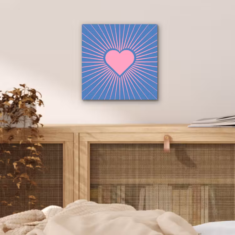 Hart - Stralen - Liefde - Modern - Roze aluminium wit klein -sfeer3