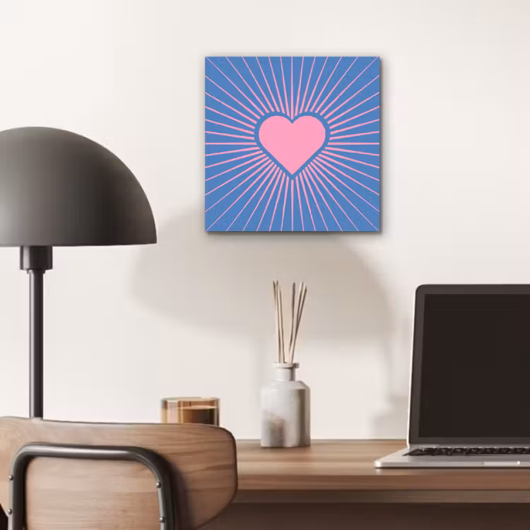 Hart - Stralen - Liefde - Modern - Roze aluminium wit klein -sfeer5