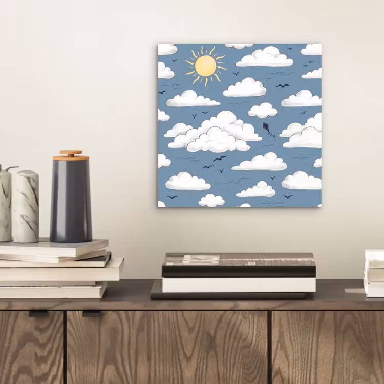 Lucht - Zon - Wolken - Natuur - Blauw aluminium wit klein -sfeer1