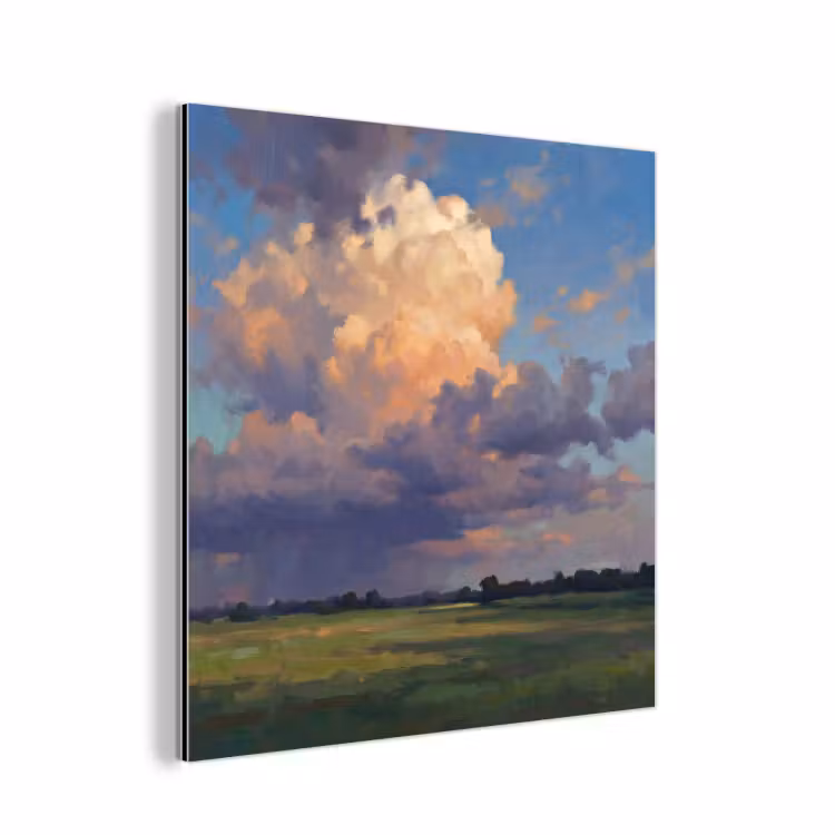 Lucht - Wolken - Landschap - Modern - Oranje aluminium wit klein -3d