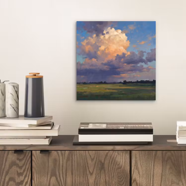 Lucht - Wolken - Landschap - Modern - Oranje aluminium wit klein -sfeer1