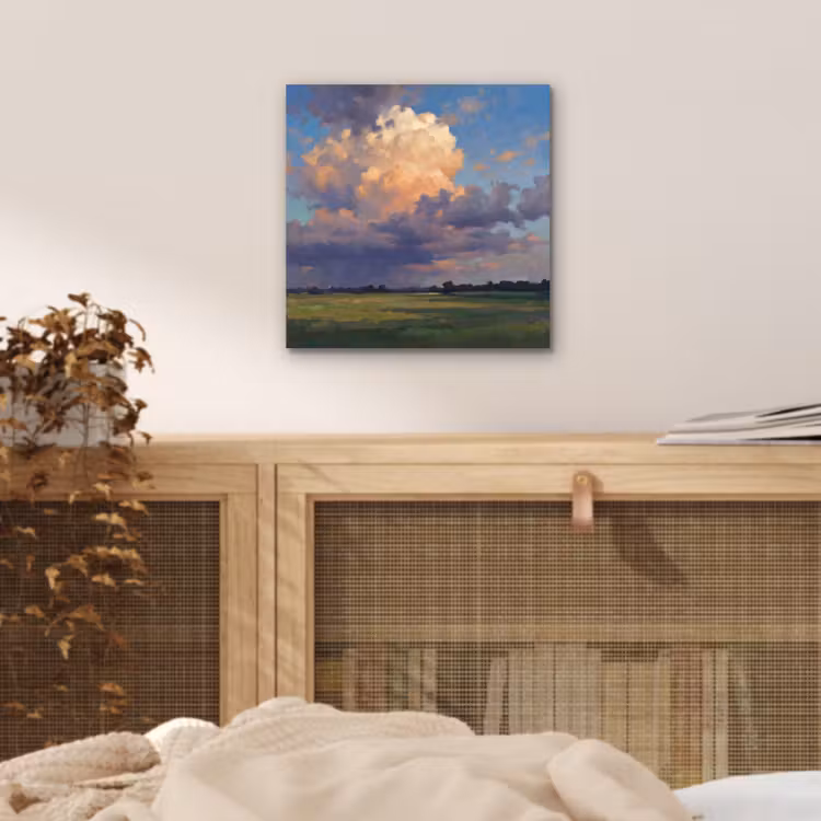 Lucht - Wolken - Landschap - Modern - Oranje aluminium wit klein -sfeer3