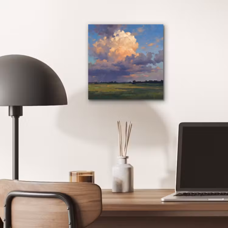 Lucht - Wolken - Landschap - Modern - Oranje aluminium wit klein -sfeer5