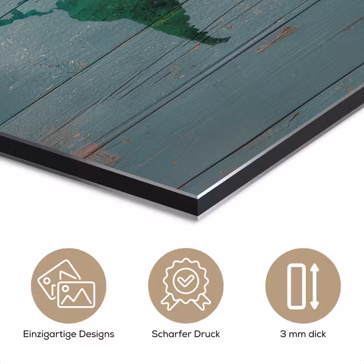 Hout - Planken - Regenboog - Wereldkaart aluminium wit klein -closeup_DE