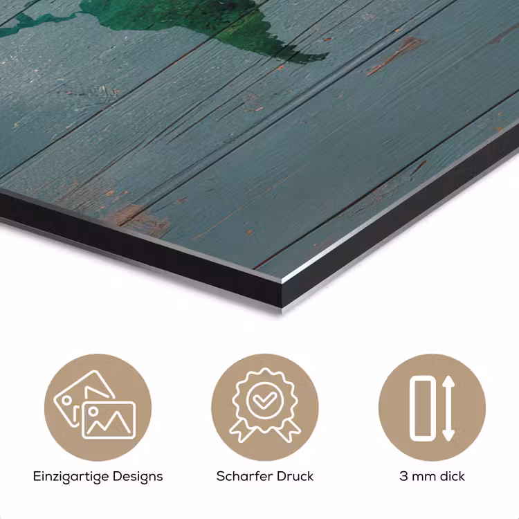 Hout - Wereldkaart - Regenboog - Exploring aluminium wit klein -closeup_DE