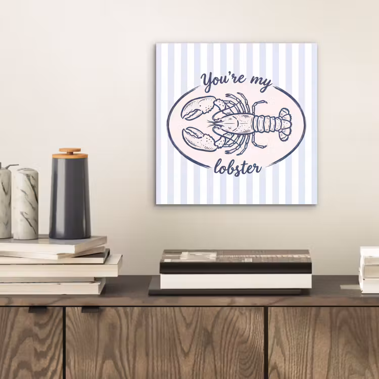 Kreeft - Illustratie - Liefde - Blauw - Decoratie aluminium wit klein -sfeer1