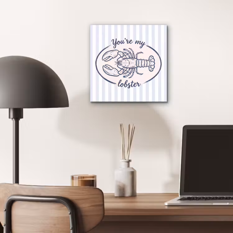 Kreeft - Illustratie - Liefde - Blauw - Decoratie aluminium wit klein -sfeer5