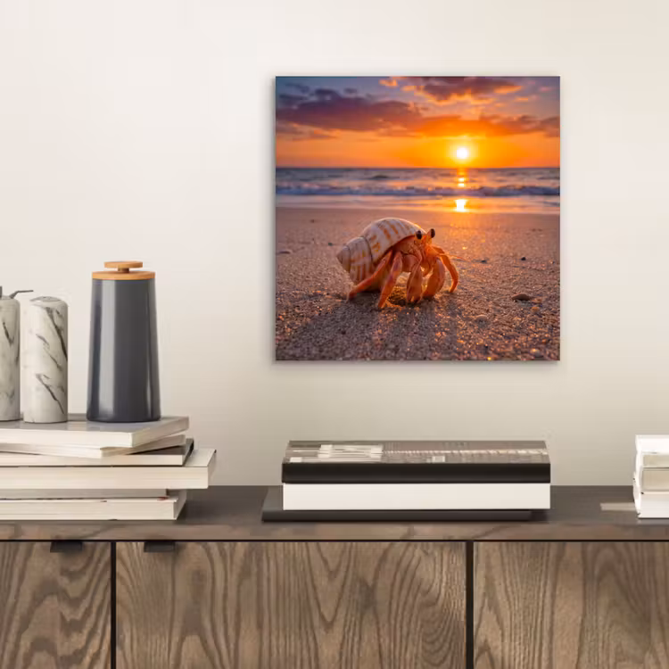 Kreeft - Strand - Natuur - Zonsondergang - Oranje aluminium wit klein -sfeer1