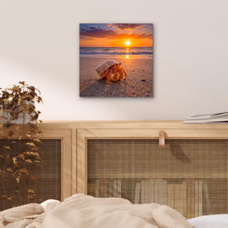 Kreeft - Strand - Natuur - Zonsondergang - Oranje aluminium wit klein -sfeer3