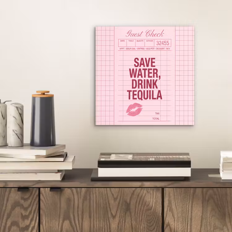 Humor - Drank - Tekst - Roze aluminium wit klein -sfeer1