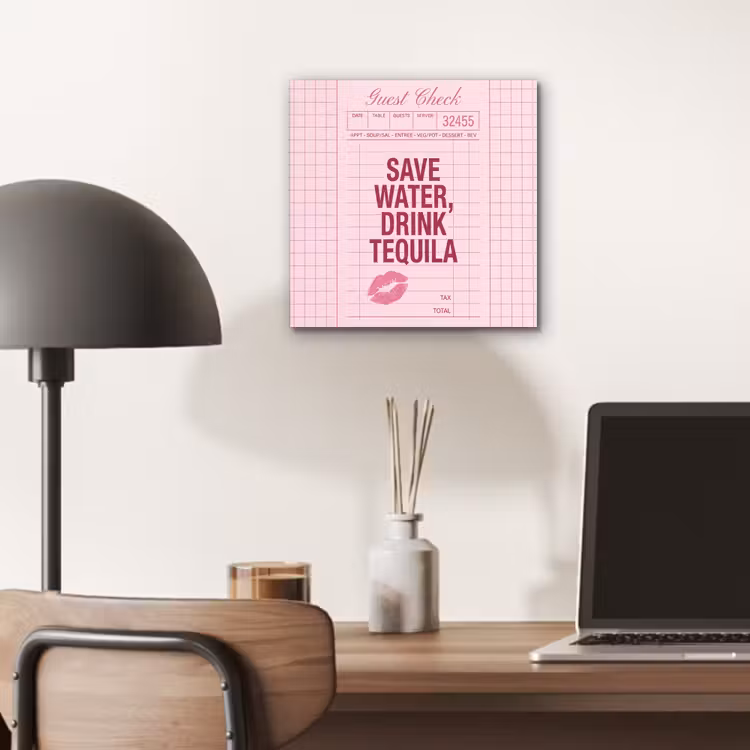 Humor - Drank - Tekst - Roze aluminium wit klein -sfeer5