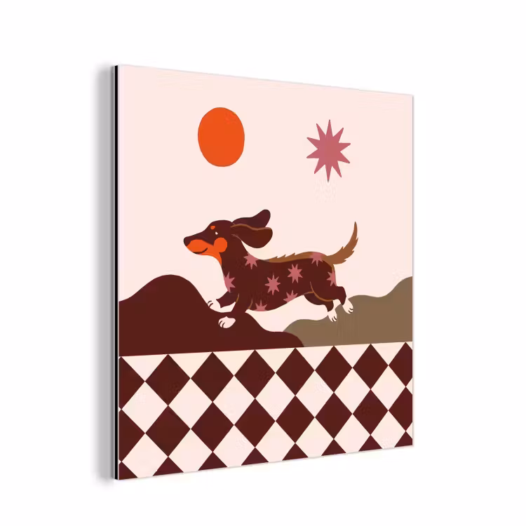 Hond - Abstract - Dieren - Modern - Bruin aluminium wit klein -3d