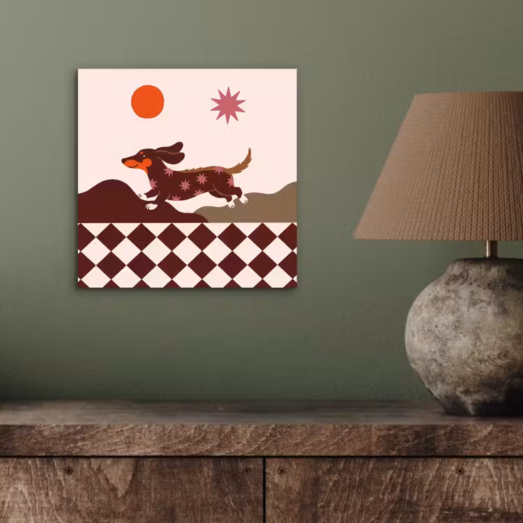 Hond - Abstract - Dieren - Modern - Bruin aluminium wit klein -sfeer2