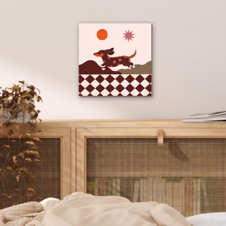 Hond - Abstract - Dieren - Modern - Bruin aluminium wit klein -sfeer3